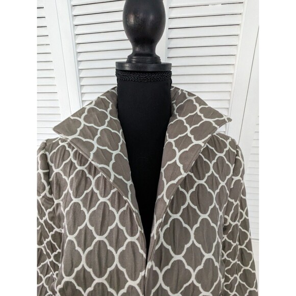 3 Sisters Jacket Coat S(4-6) Open Front Dressy USA Made Geometric Taupe Brown - Picture 2 of 15